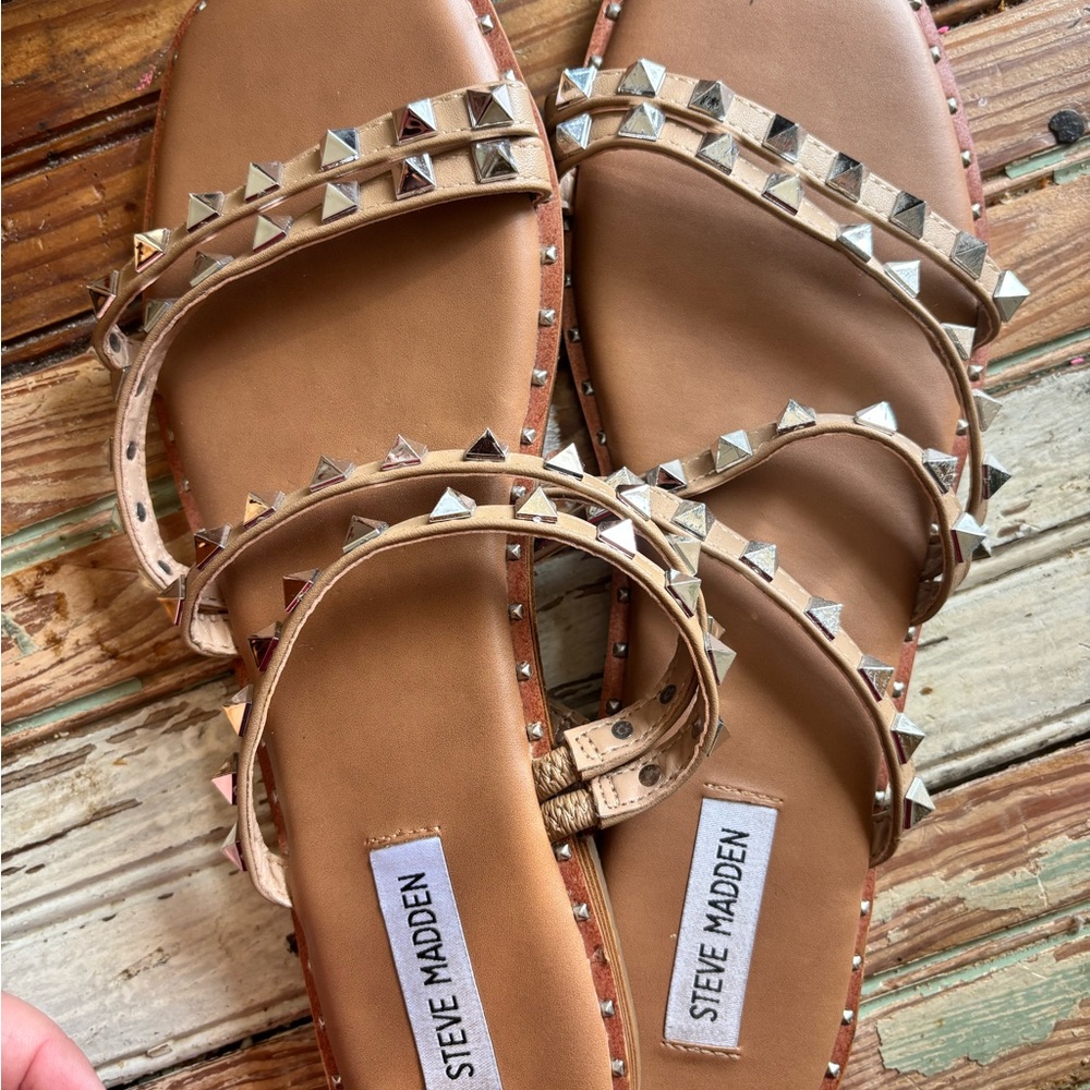 Steve Madden Brown Studded Sandals